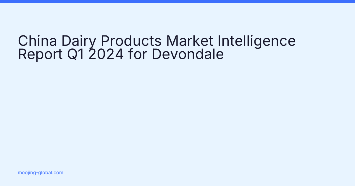 China Dairy Products Market Intelligence Report Q1 2024 for Devondale cover